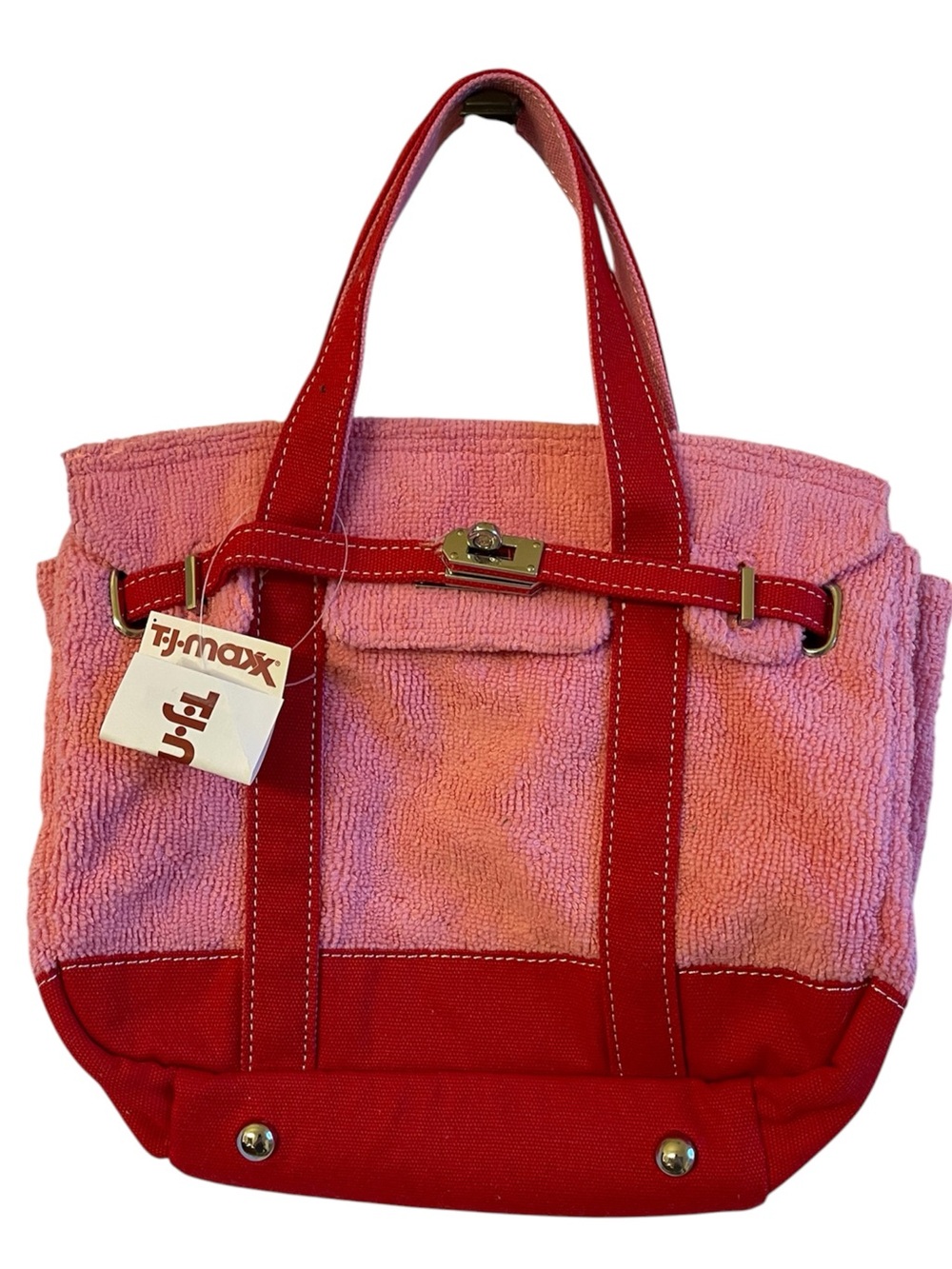 Sunwin Boatkin Red & Pink Tote Bag Terry Cloth Small - NWT **